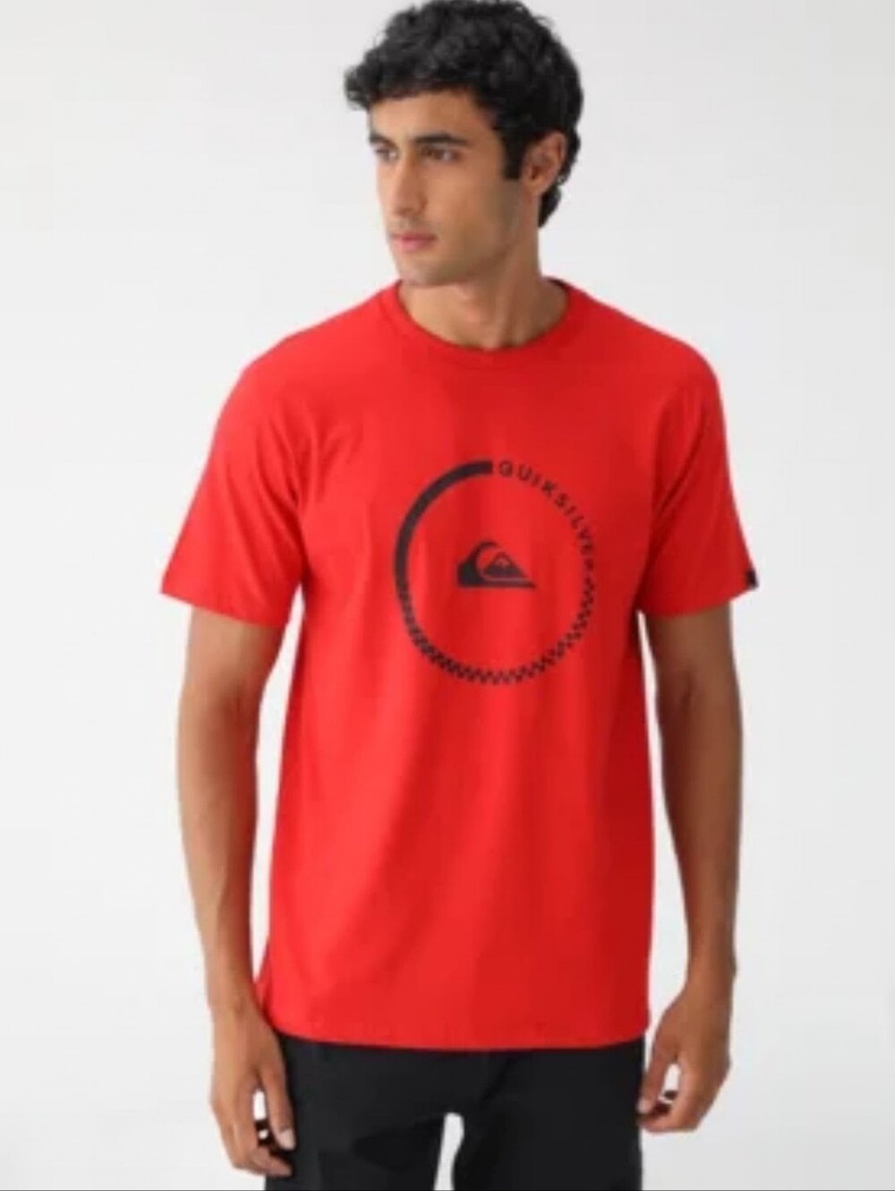 Quiksilver Red Short Sleeve Graphic Tee w/ Black Logo Size S Measurements On Pic